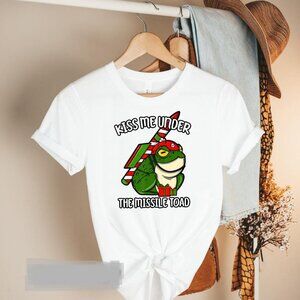 Kiss Me Under The Missile Toad Funny Christmas Holiday Joke T-Shirt